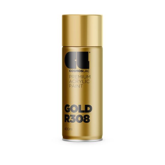 Cosmos Lac Σπρέι Βαφής Premium Ακρυλικό Χρυσό Γυαλιστερό R308 400ml