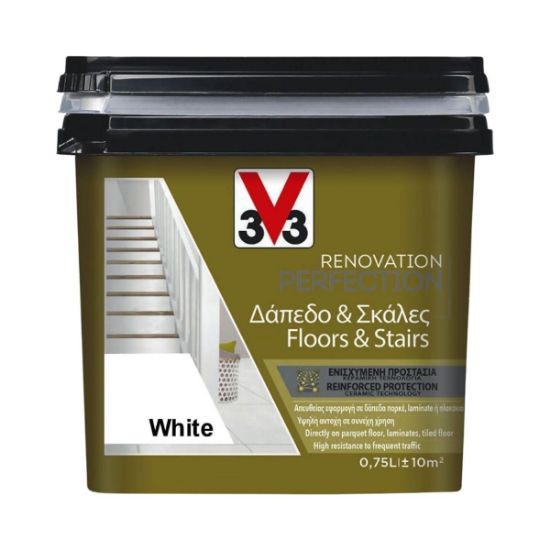 V33 Χρώμα Νερού Renovation Perfection Floors & Stairs Χρώμα Δαπέδων 0.75ml - WHITE SATIN