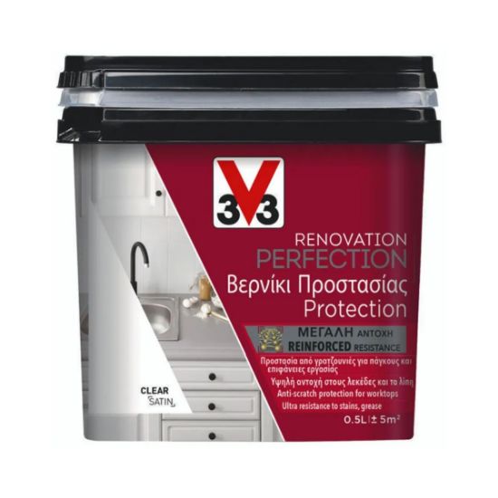 V33 Βερνίκι Νερού Ανακαίνισης Πάγκου Κουζίνας Renovation Perfection Workshop Varnish Clear Satin 0,5LT