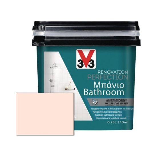 V33 Χρώμα Νερού Ανακαίνισης Renovation Perfection Bathroom 0,75L - Powder Pink Satin