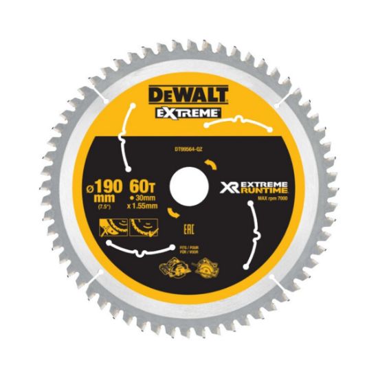 DEWALT Δίσκος Κοπής Ξύλου XR 190mm 60 Δόντια  DT99564-QZ