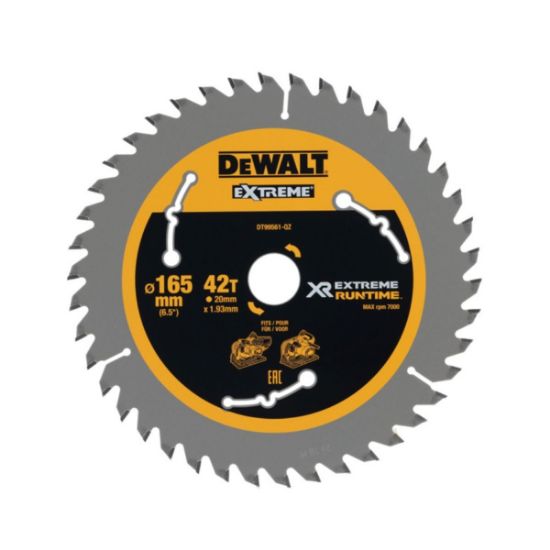 DEWALT Δίσκος Κοπής Δισκοπρίονων Ξύλου Εxtreme 165mm 42 Δόντια DT99561-QZ