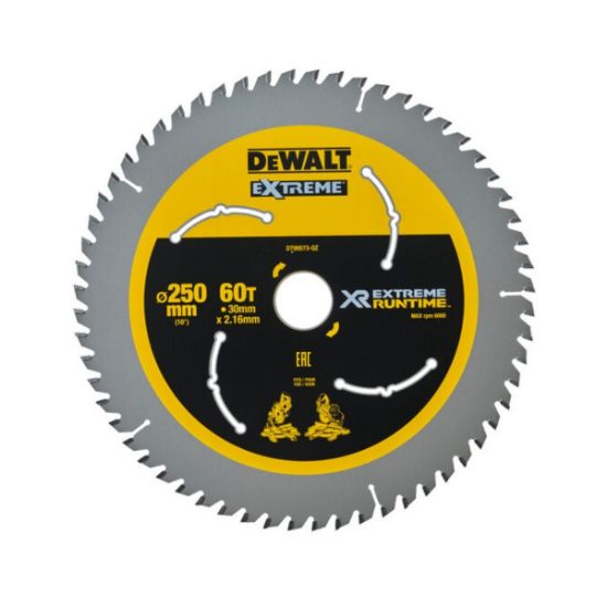 DEWALT Δίσκος κοπής για Ξύλο Extreme Runtime 250mm X 60 Δόντια (DT99573-QZ)