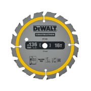 DEWALT Δίσκος κοπής για Ξύλο 136mm 16 Δόντια DT1946-QZ