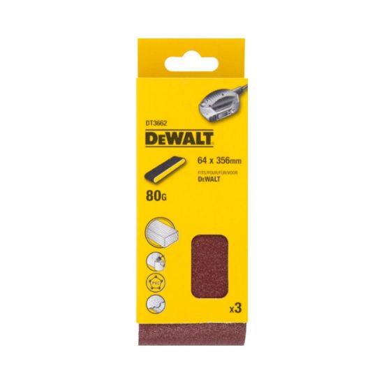 Dewalt Σετ Ταινιών Λείανσης 64x356mm 80G 3τμχ DT3662-QZ