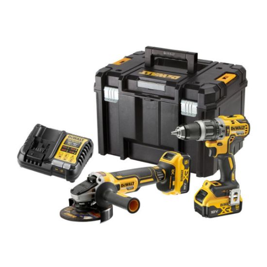 Dewalt Σετ Γωνιακός Τροχός & Κρουστικό Δραπανοκατσάβιδο 18V με 2 Μπαταρίες 5Ah και Θήκη (DCK2080P2T-QW)