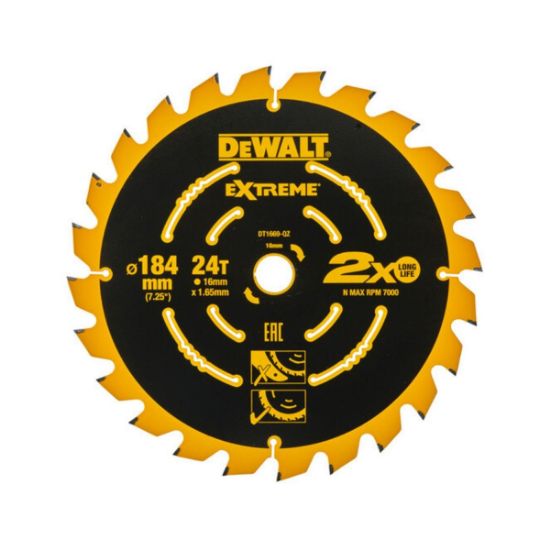 DeWalt Δίσκος Κοπής Ξύλου 184mm 24 Δόντια DT1669-QZ