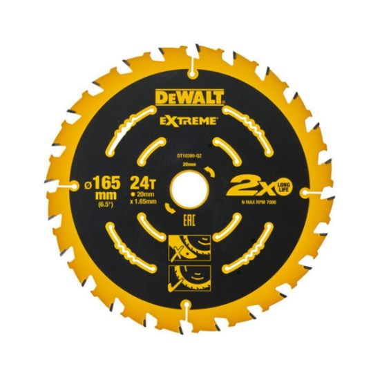 DEWALT Δίσκος κοπής για Ξύλο 165mm X 24 Δόντια (DT10300-QZ)