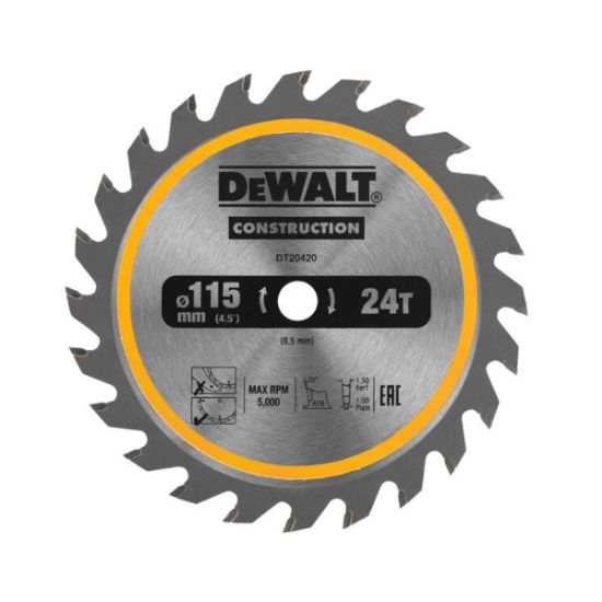 Dewalt Δίσκος Κοπής Ξύλου 115 mm 24 δόντια – DT20420-QZ