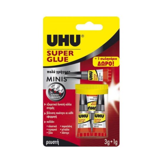 Uhu Υγρή Κόλλα Στιγμής 3gr+1gr Super Minis 64236