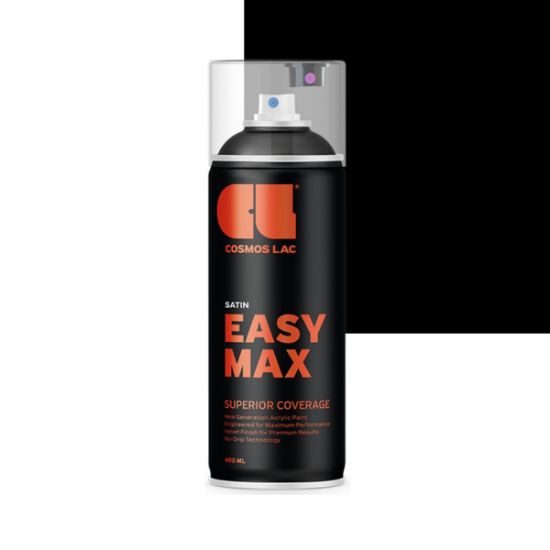 Cosmos Lac Σπρέι Βαφής Easy Max Black Σατινέ RAL 9005 No.803 400ml