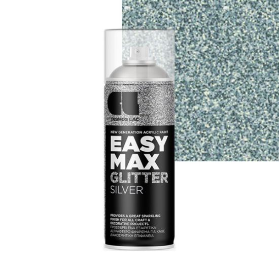 Cosmos Lac Σπρέι Βαφής Easy Max Glitter Silver Ασημί No.910 400ml