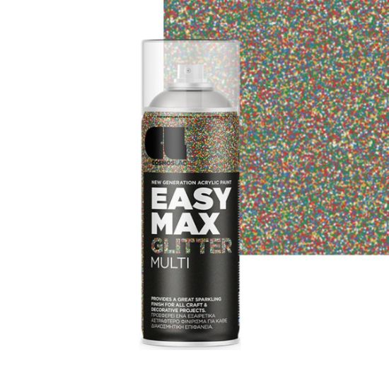 Cosmos Lac Σπρέι Βαφής Easy Max Varnish Glitter Διάφανο Βερνίκι Multi  No.912 400ml