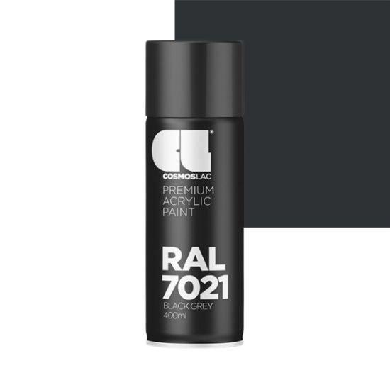 Cosmos Lac Σπρέι Βαφής Premium Acrylic Black Grey Γυαλιστερό RAL 7021 No.420 400ml
