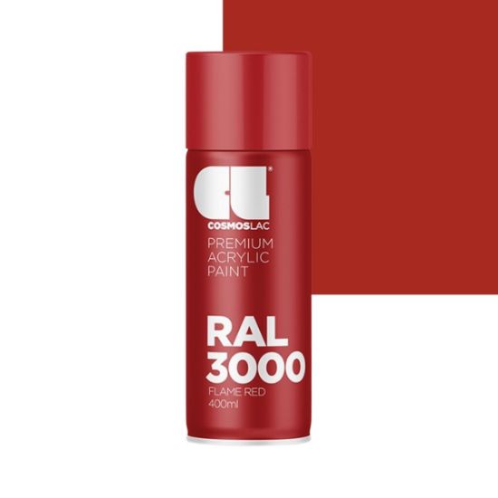 Cosmos Lac Σπρέι Βαφής Premium Acrylic Flame Red Γυαλιστερό RAL 3000 Νο.330 400ml