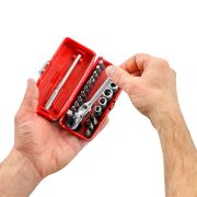 Facom Σετ Καρυδάκια 1/4" με Περιστρεφόμενη Καστάνια R.360 39 Τεμαχίων – R.360NANOPB
