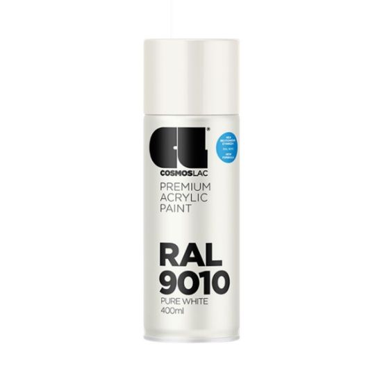 Cosmos Lac Σπρέι Βαφής Premium Acrylic Pure White Gloss RAL 9010 Νο.300 400ml