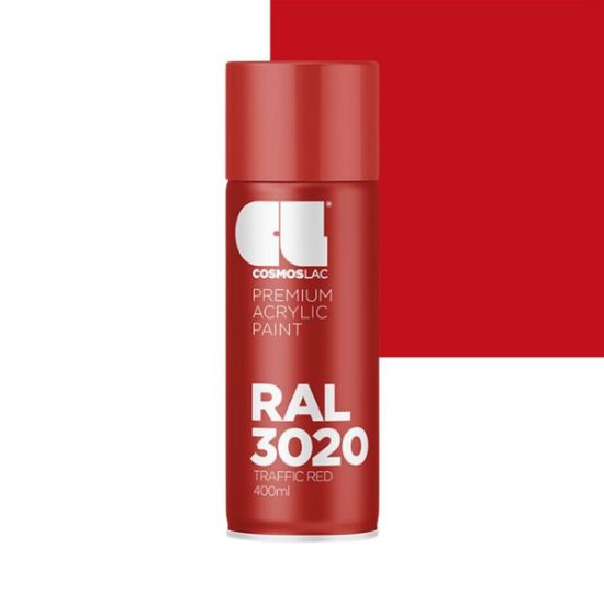 Cosmos Lac Σπρέι Βαφής Premium Acrylic Traffic Red Γυαλιστερό RAL 3020 Νο.312 400ml