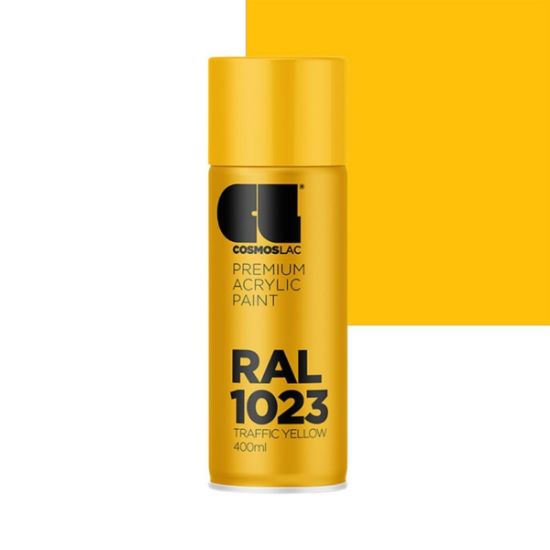 Cosmos Lac Σπρέι Βαφής Premium Acrylic Traffic Yellow Γυαλιστερό RAL 1023 Νο.453 400ml