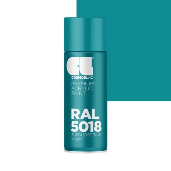 Cosmos Lac Σπρέι Βαφής Premium Acrylic Turquise Blue Γυαλιστερό RAL 5018 No.418 400ml
