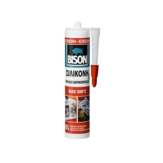 Bison Σιλικόνη Υψηλής Θερμοκρασίας 300 °C 280 ml Κόκκινη (Φλατζόκολλα)
