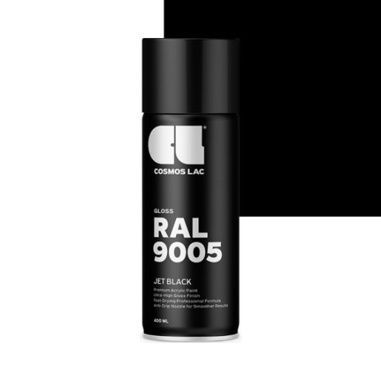 Cosmos Lac Σπρέι Βαφής Premium Acrylic Μαύρο Gloss Black RAL 9005 No.303 400ml