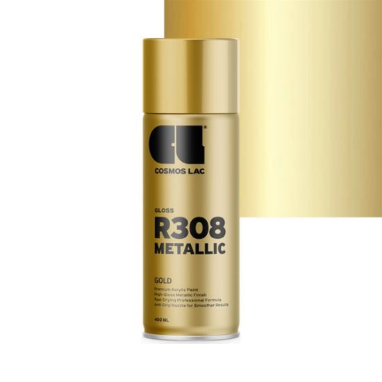 Cosmos Lac Σπρέι Βαφής Premium Acrylic Χρυσό Γυαλιστερό R308 400ml