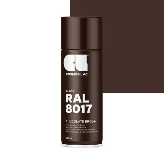 Cosmos Lac Σπρέι Βαφής Premium Ακρυλικό Chocolate Brown Γυαλιστερό Ral 8017 No.318 400ml