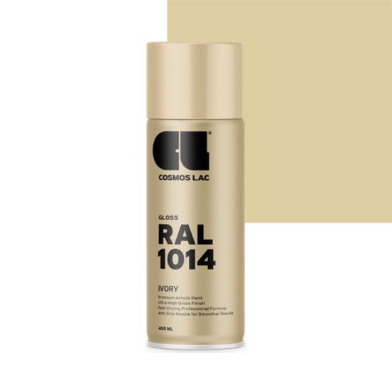 Cosmos Lac Σπρέι Βαφής Premium Ακρυλικό Ivory Γυαλιστερό Ral 1014 No.302 400ml